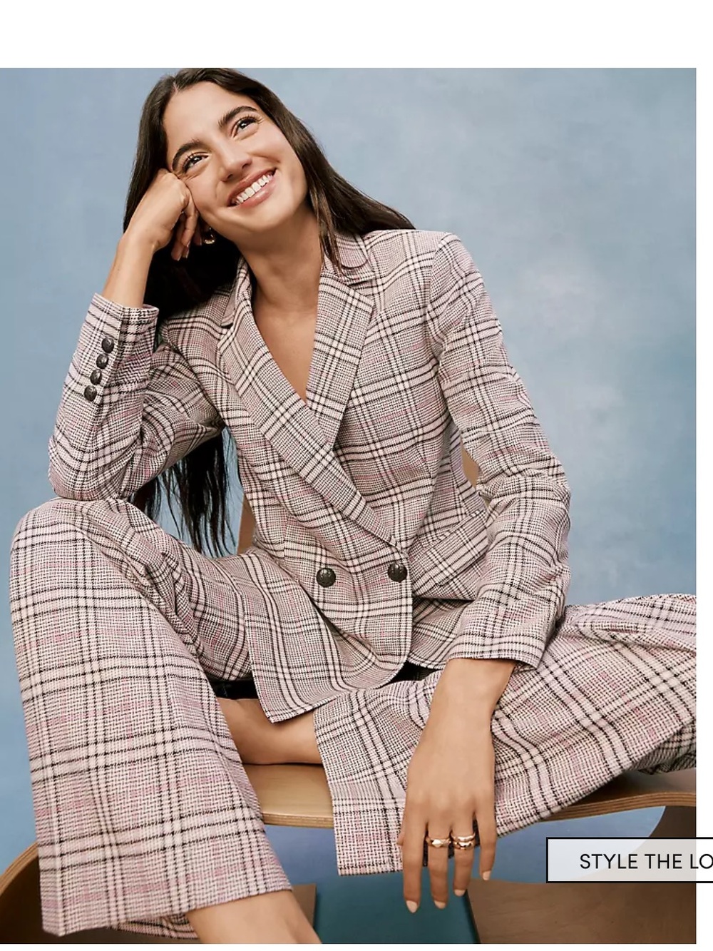 Ann Taylor Pink Plaid Double-Breasted Crosby Blazer & The Jayne Pants